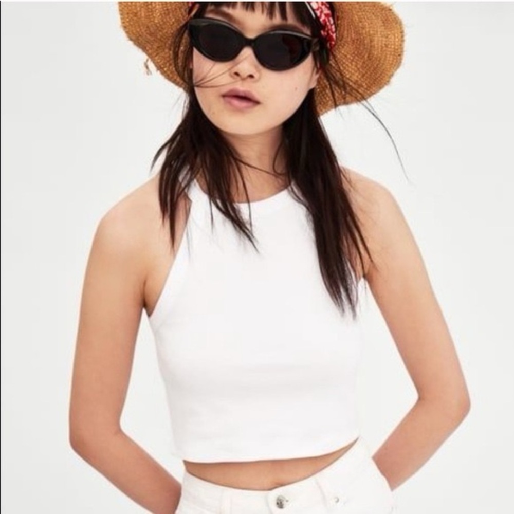 Zara High Neck Crop Top